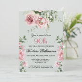 手エレガント絵を描バラ90th誕生日パーティー 招待状 (スタンド正面)