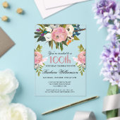 手エレガント絵を描フローラ100th誕生日パーティー アクリル招待状 (インサイチュ (ウェディング))