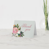 手エレガント絵を描フローラ90th誕生日パーティー サンキューカード (正面)