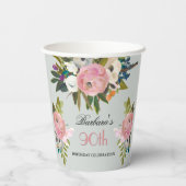 手エレガント絵を描フローラ90th誕生日パーティー 紙コップ (裏面)