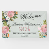 手エレガント絵を描フローラ90th誕生日歓迎 横断幕 (横)