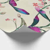 手エレガント絵を描水カラー紫フローラ ラッピングペーパー (角)
