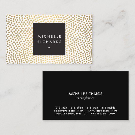 手エレガント色彩の鮮やか金ゴールド水玉模様 名刺 (正面/裏面)