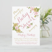 手エレガント花絵を描赤ちゃんシャワー招待状 招待状 (スタンド正面)