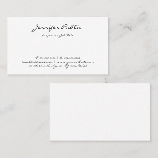 手エレガント跡文字シンプルテンプレートモダン 名刺 (正面/裏面)