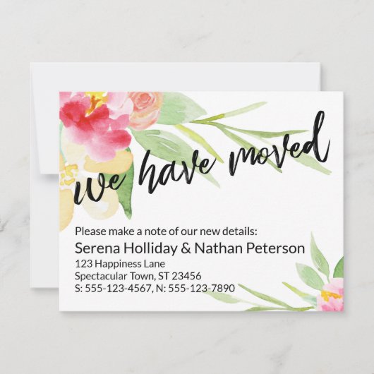 手カジュアル我々は水の色の花カードを移動した ノートカード (正面)