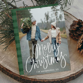 手カジュアル文字のスクリプトMerry Christmas写真 シーズンカード