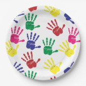 手カスタマイズカラフル跡 ペーパープレート (正面)