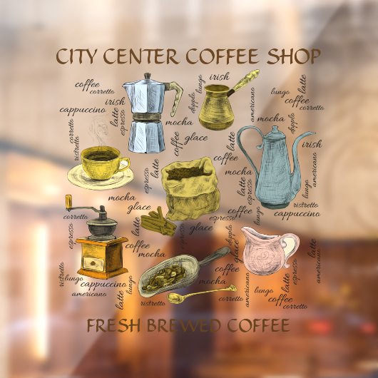 手カスタマイズ素朴引きコーヒーショップアート ウィンドウサイン (シート2)
