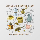 手カスタマイズ素朴引きコーヒーショップアート ウィンドウサイン (シート)