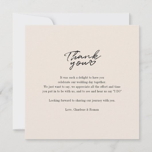 手カスタムで書いた結婚写真 サンキューカード (裏面)