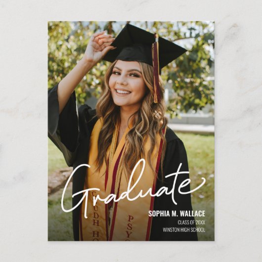 手カスタム打ち写真高校卒業 案内ポストカード (正面)