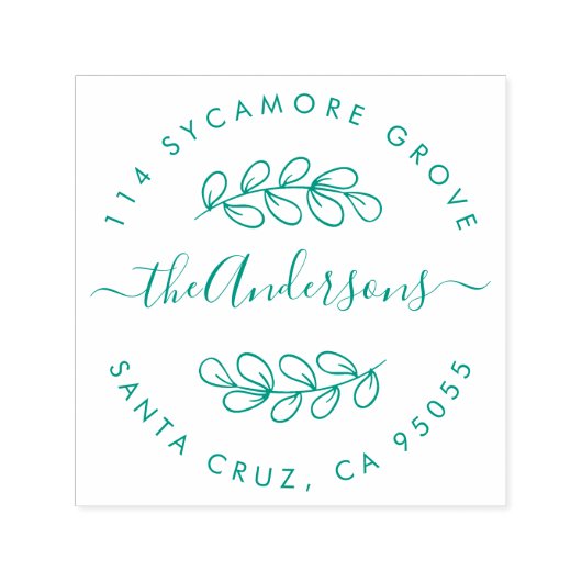 手カスタム描きリースファミリ名差出人住所 セルフインキングスタンプ (デザイン)