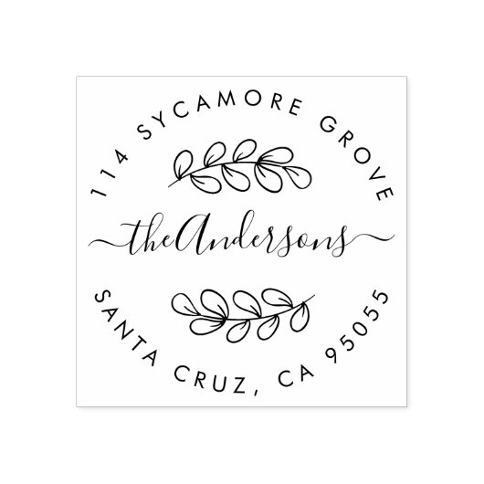 手カスタム描きリースファミリ名差出人住所 ラバースタンプ (インプリント)