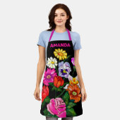 手カスタム描き可愛いフローラの名絵画前プリント エプロン (着用した状態)