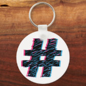 手カッコいい描き3D効果ハッシュタグ記号 キーホルダー (正面)