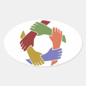 手カラフルのシール 楕円形シール (正面)