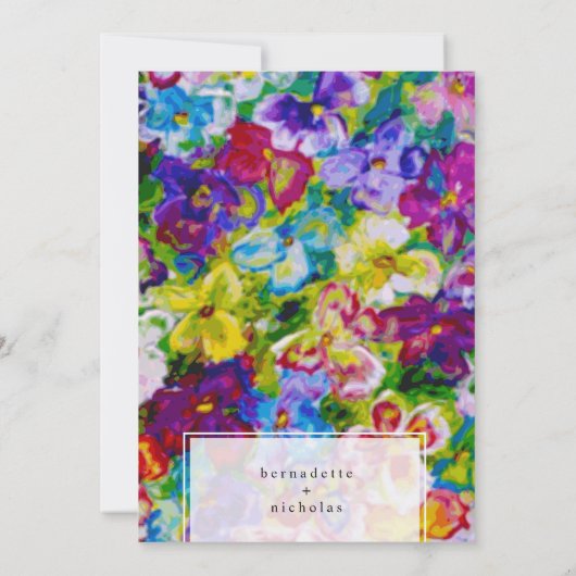 手カラフルの色彩の鮮やかフローラ結婚式招待状 招待状 (裏面)