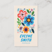 手カラフルファンキー引き書レトロフローラ 名刺 (正面)