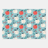 手カラフルプリントアップルハートスクールをテーマ ラッピングペーパーシート (正面2)