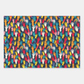 手カラフルプリントアップルハートスクールをテーマ ラッピングペーパーシート (正面)