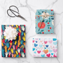 手カラフルプリントアップルハートスクールをテーマ