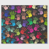 手カラフルプリントパターン ラッピングペーパー (フラット)