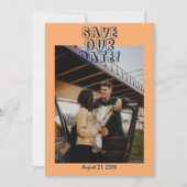 手カラフルモダンはっきりした写真結婚の セーブザデート (正面)