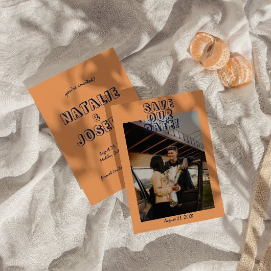 手カラフルモダンはっきりした写真結婚の セーブザデート