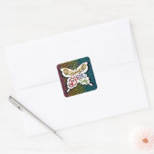 手カラフル入力ハッピーバースデー蝶 スクエアシール (封筒)