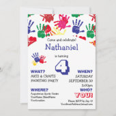 手カラフル刷子供の誕生日パーティー 招待状 (正面)