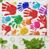 手カラフル印刷 キッチンタオル (折り畳み)