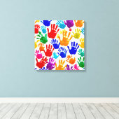 手カラフル印刷 キャンバスプリント (インサイチュ (ウッドフロア))