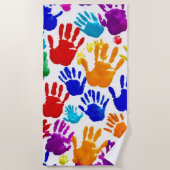 手カラフル印刷 ビーチタオル (正面)