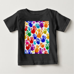 手カラフル印刷 ベビーTシャツ