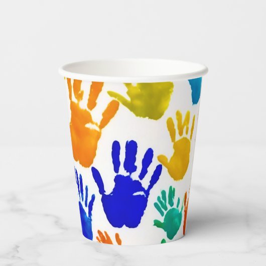 手カラフル印刷 紙コップ (裏面)