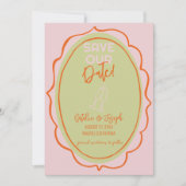 手カラフル図解入りの、写真付きの引き写真結婚の セーブザデート (正面)