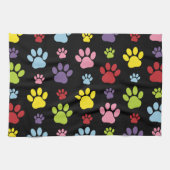 手カラフル型、前柄、前版画、犬の前足 キッチンタオル (横)
