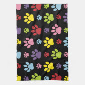 手カラフル型、前柄、前版画、犬の前足 キッチンタオル (縦)