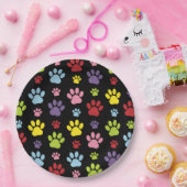 手カラフル型、前柄、前版画、犬の前足 ペーパープレート (パーティー)