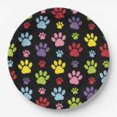 手カラフル型、前柄、前版画、犬の前足 ペーパープレート (正面)