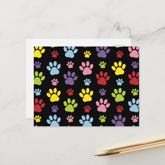 手カラフル型、前柄、前版画、犬の前足 ポストカード (正面/裏面インサイチュ)