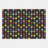 手カラフル型、前柄、前版画、犬の前足 ラッピングペーパーシート (正面3)