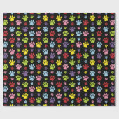 手カラフル型、前柄、前版画、犬の前足 ラッピングペーパー (フラット)