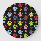 手カラフル型、前柄、前版画、犬の前足 ラージ壁時計 (正面)