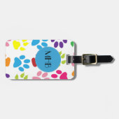 手カラフル型，前柄，犬の手，モノグラム ラゲッジタグ (正面横)