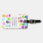 手カラフル型，前柄，犬の手，モノグラム ラゲッジタグ (正面横)