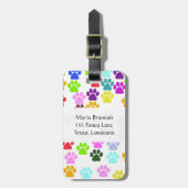 手カラフル型，前柄，犬の手，モノグラム ラゲッジタグ (正面縦)