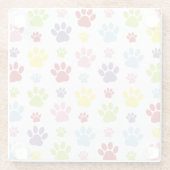 手カラフル型、前柄、犬の手、前跡 ガラスコースター (裏面)