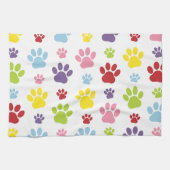 手カラフル型、前柄、犬の手、前跡 キッチンタオル (横)